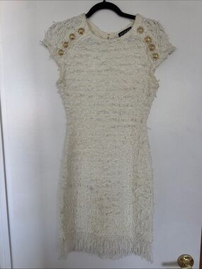 Elegant Cream Textured Dress